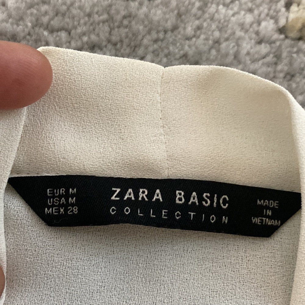 Zara Basic Collection Cream/Black Piped/Sleeve Ru… - image 5